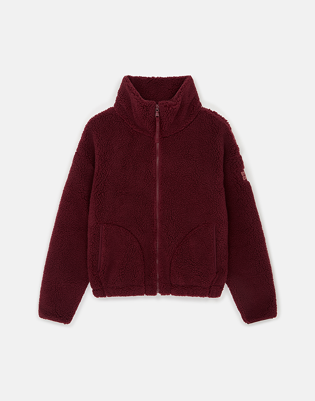 Industry Fleece High Collar Jacket in Mocha Bean
