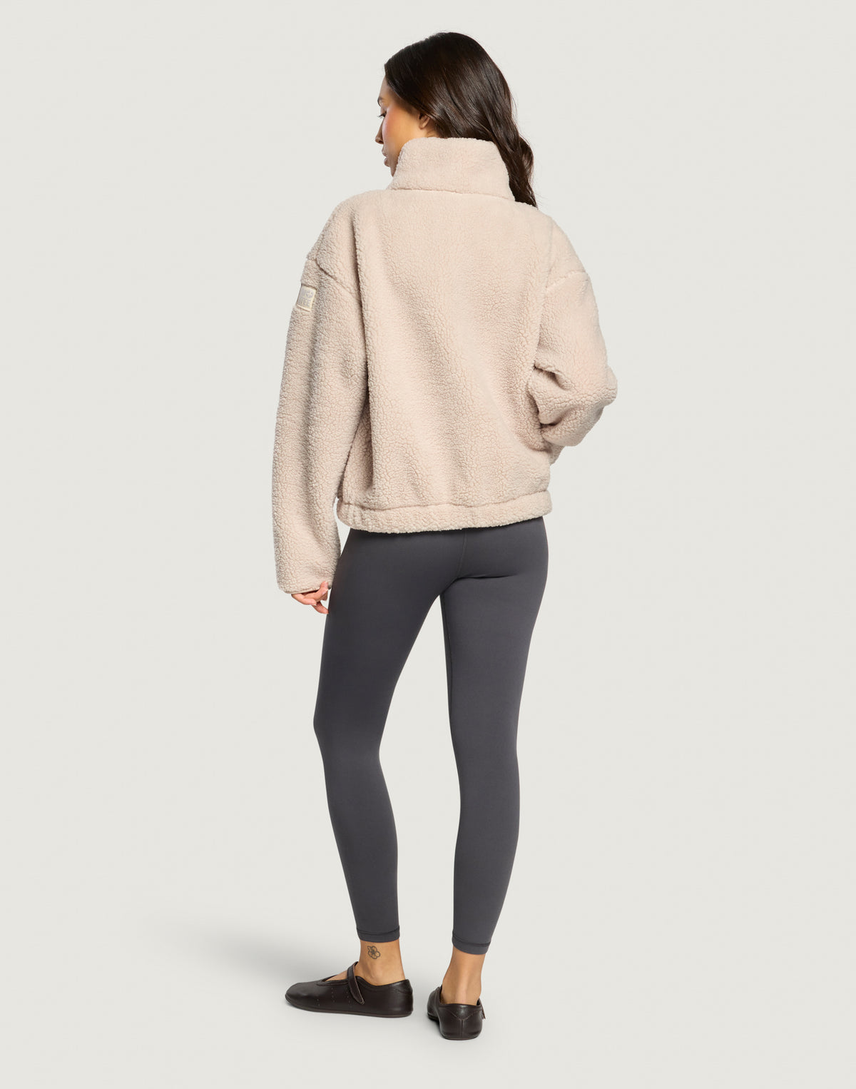 Industry Fleece High Collar Jacket in Mocha Bean