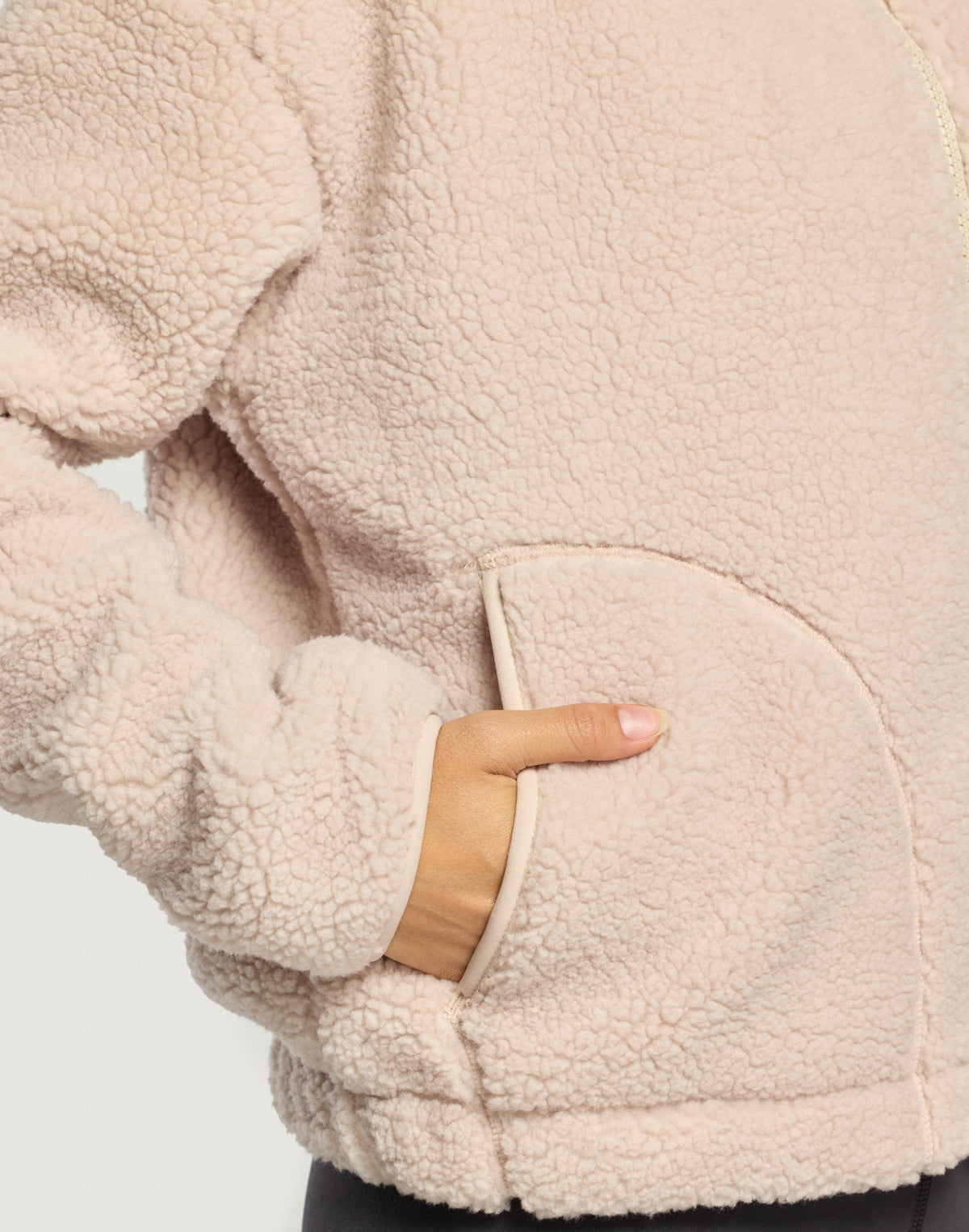 Industry Fleece High Collar Jacket in Mocha Bean