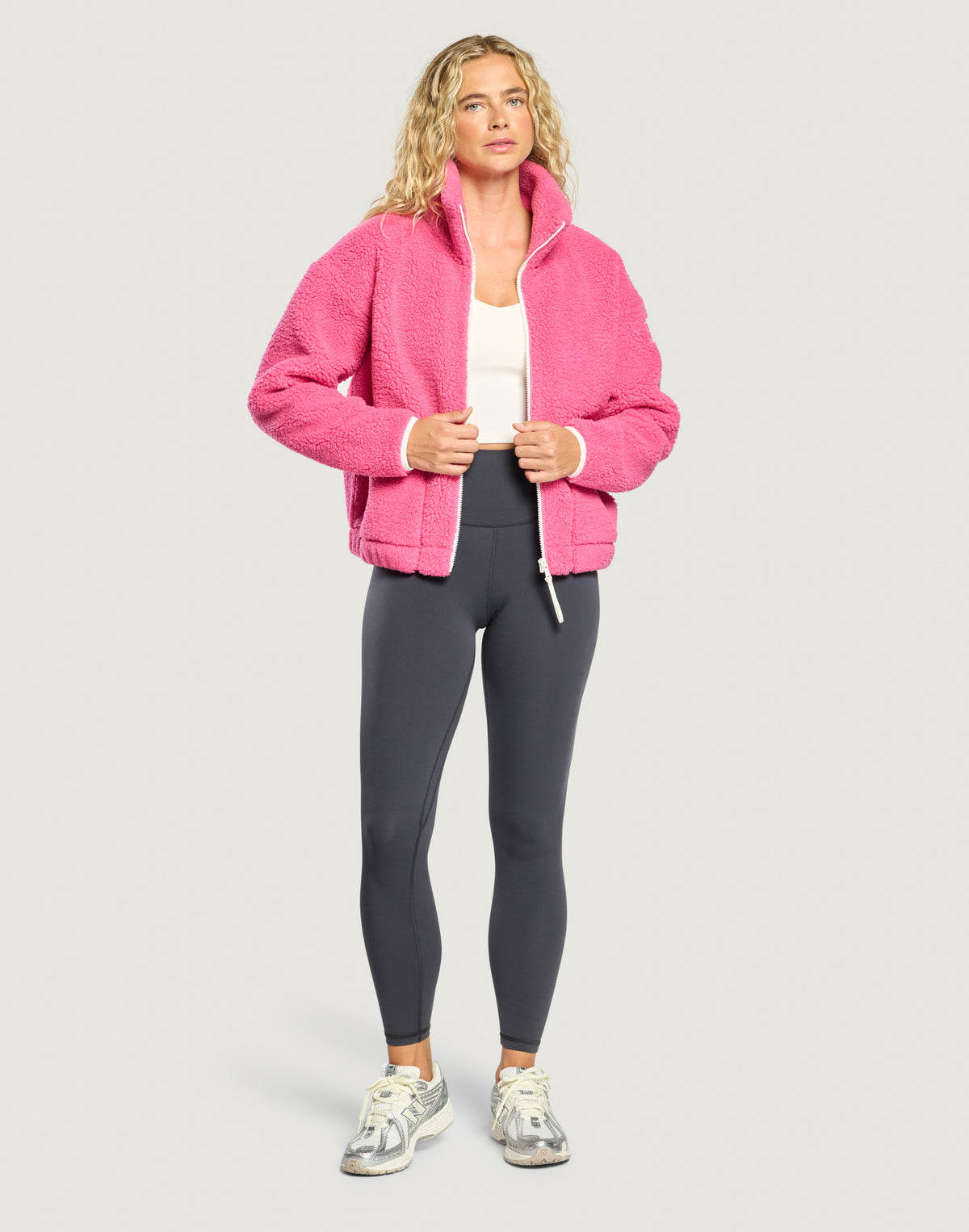 Industry Fleece High Collar Jacket in Mocha Bean