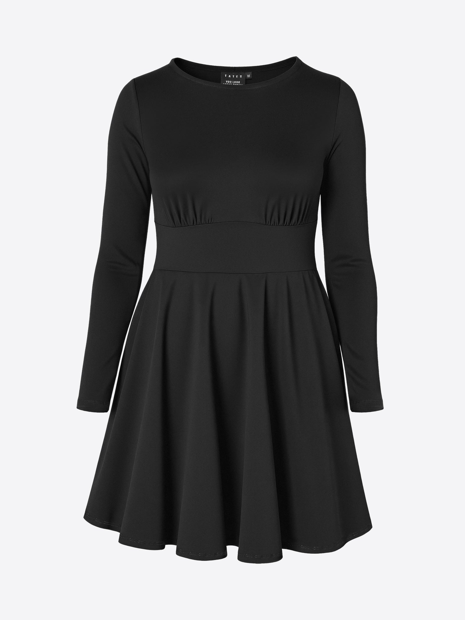 Classic Skirt Dress with Long Sleeves - Black