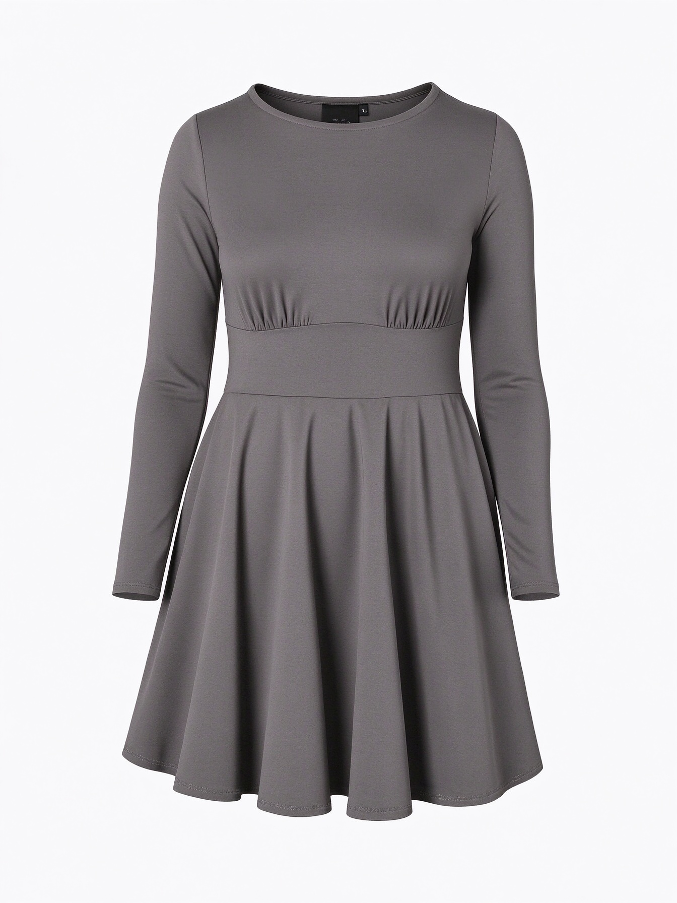 Classic Skirt Dress with Long Sleeves - Black