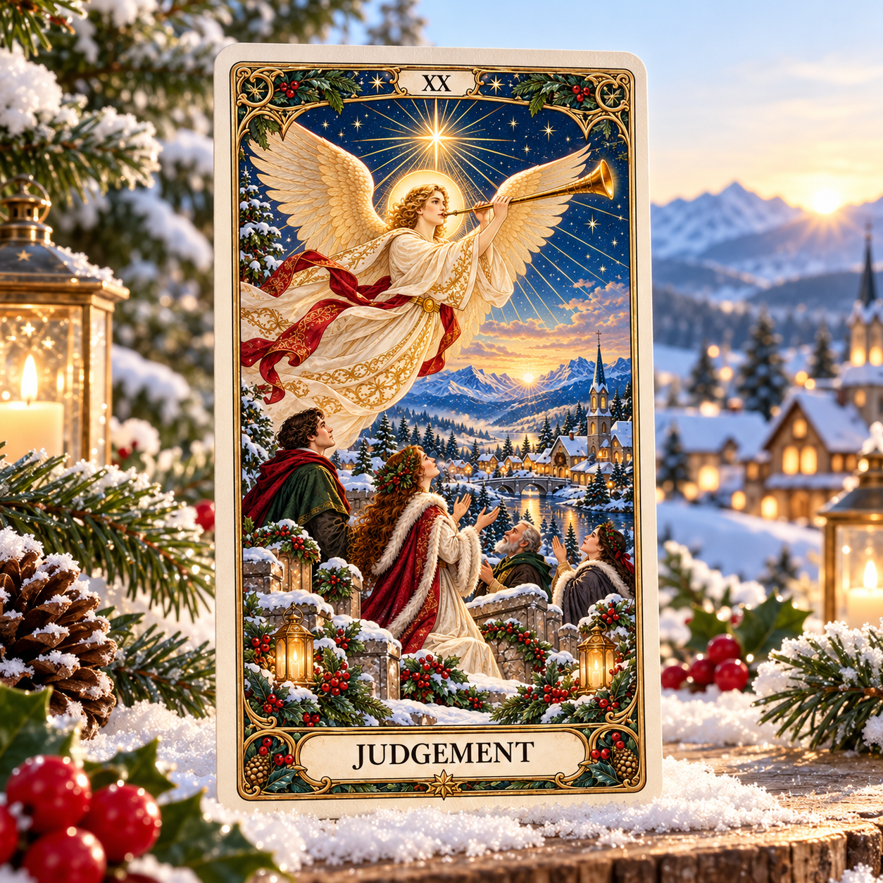 Christmas Sale🎉-🔮Christmas Tarot Deck – 78 Festive Cards with Guidebook & 12-Day Reflection Guide