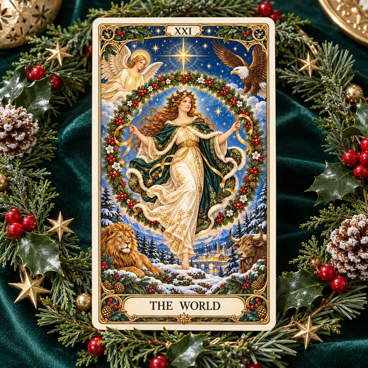 Christmas Sale🎉-🔮Christmas Tarot Deck – 78 Festive Cards with Guidebook & 12-Day Reflection Guide