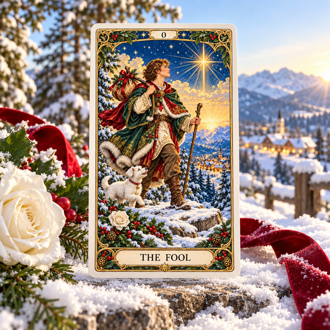 Christmas Sale🎉-🔮Christmas Tarot Deck – 78 Festive Cards with Guidebook & 12-Day Reflection Guide