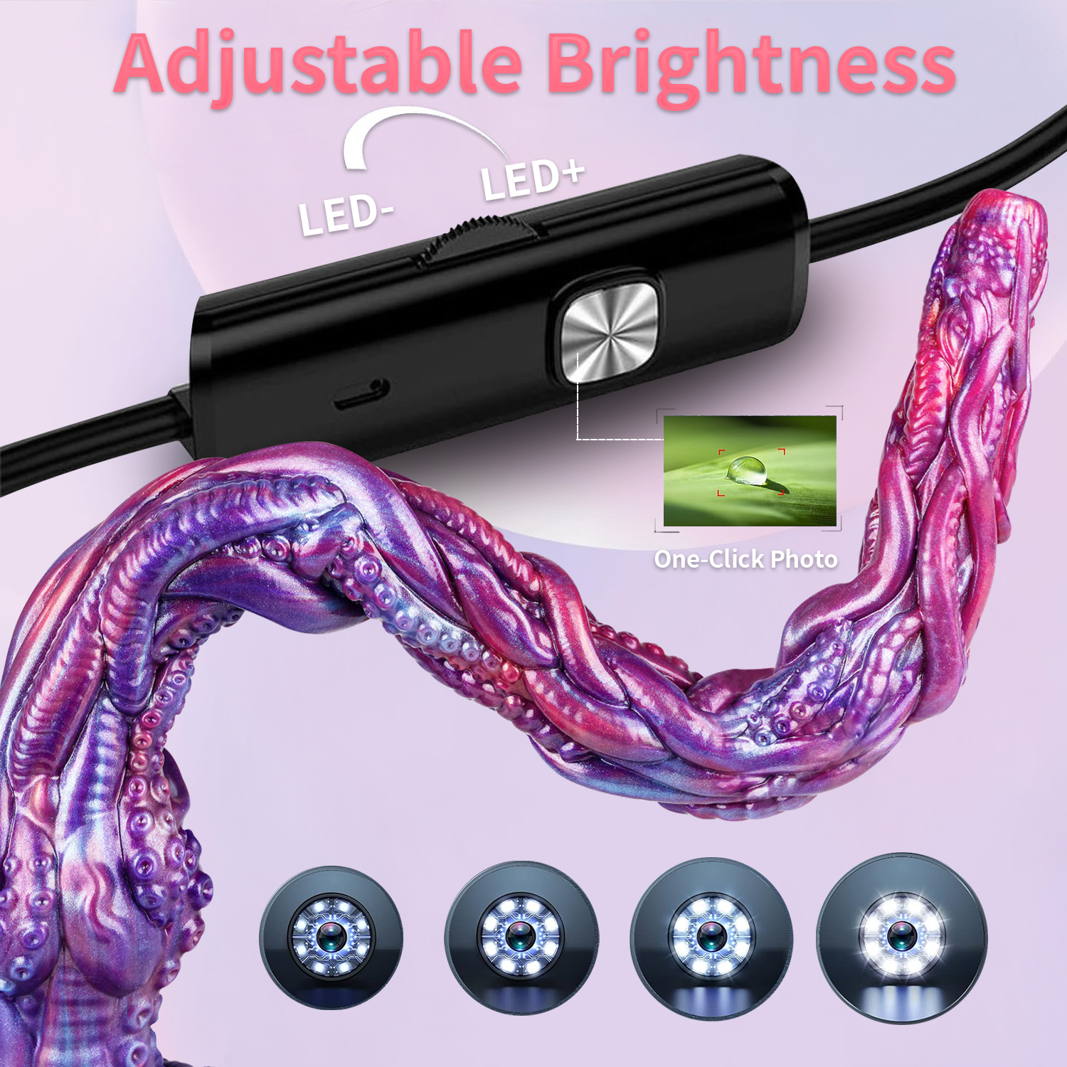 [Brand] Endoscope Camera Dildo – Fantasy Tentacle Silicone Anal Plug with HD Live Video, App-Connected Vaginal Viewer, Suction Cup G-Spot Massager for Women, Men & Couples