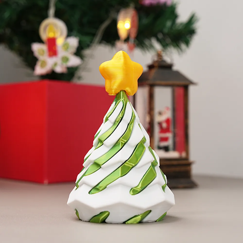  3D Printed Multicolor Christmas Tree Spiral Stacking Toy