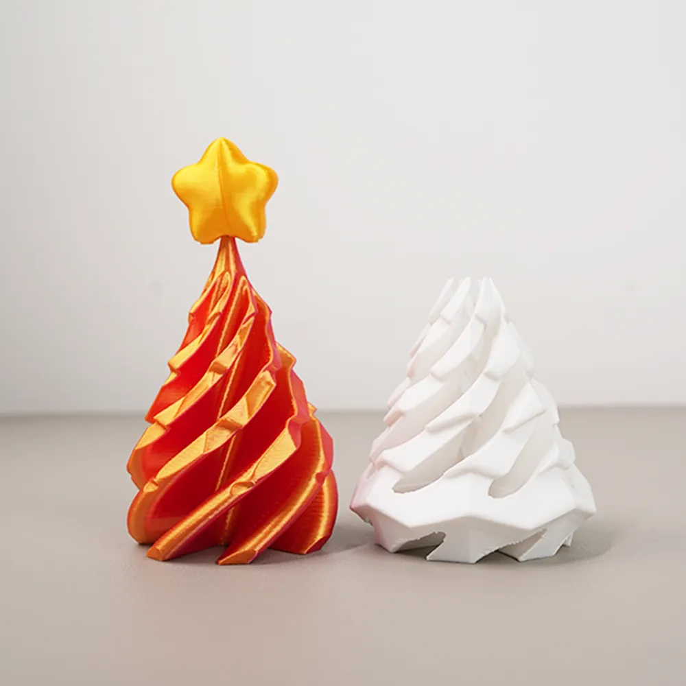  3D Printed Multicolor Christmas Tree Spiral Stacking Toy