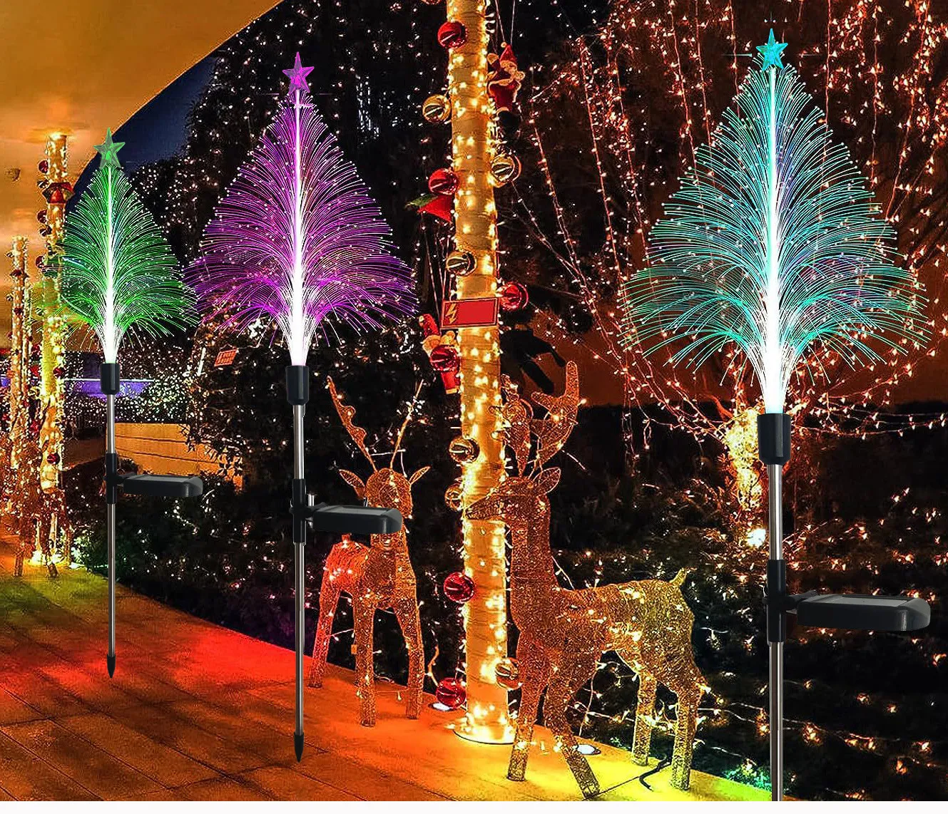 7 Color Changing Solar Christmas Trees Lights
