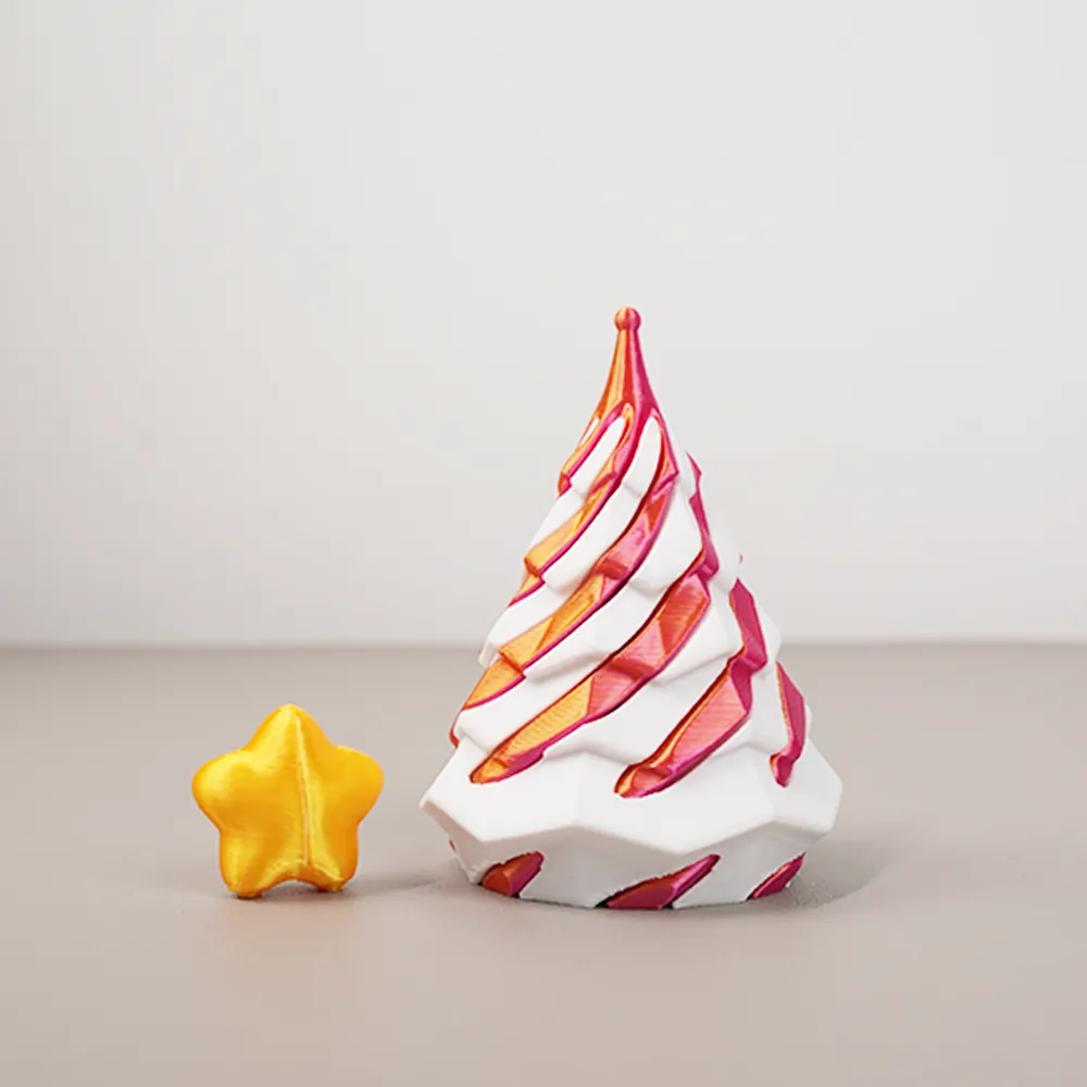  3D Printed Multicolor Christmas Tree Spiral Stacking Toy