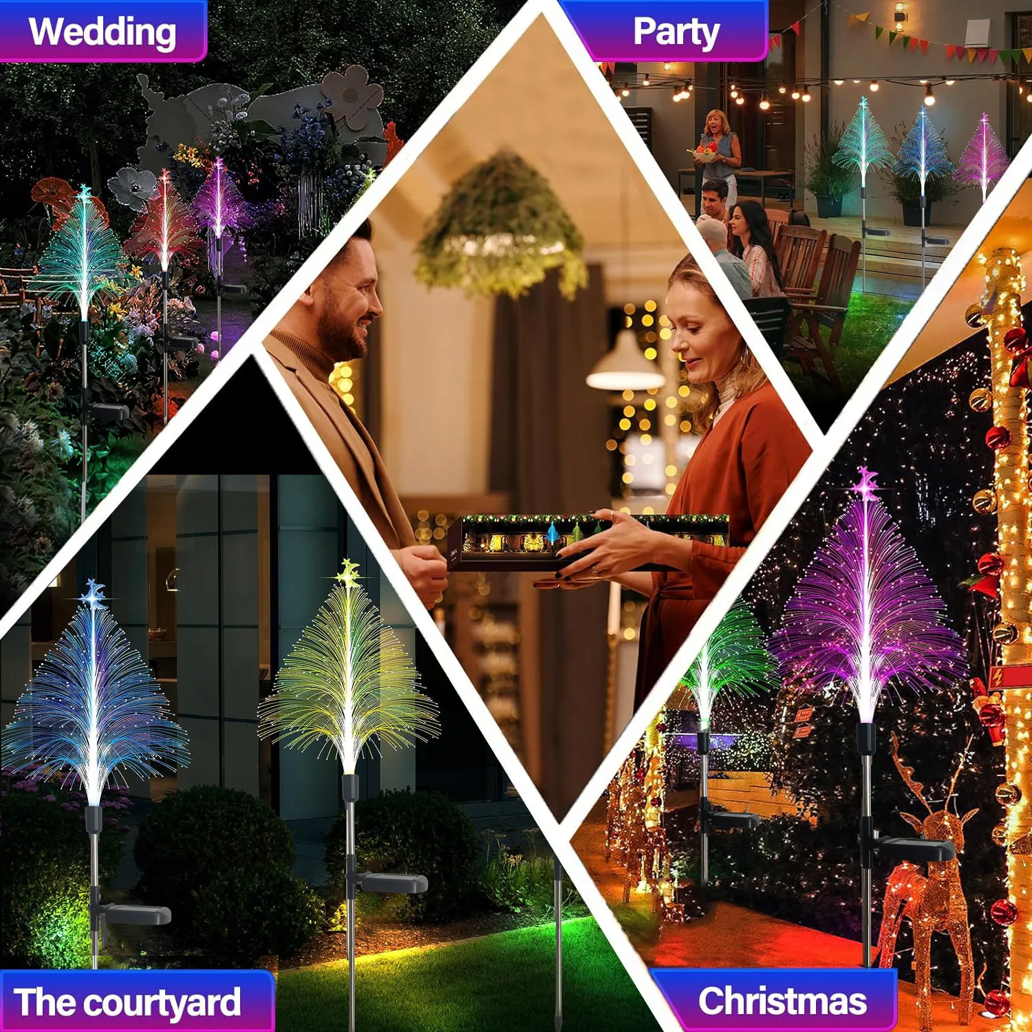 7 Color Changing Solar Christmas Trees Lights