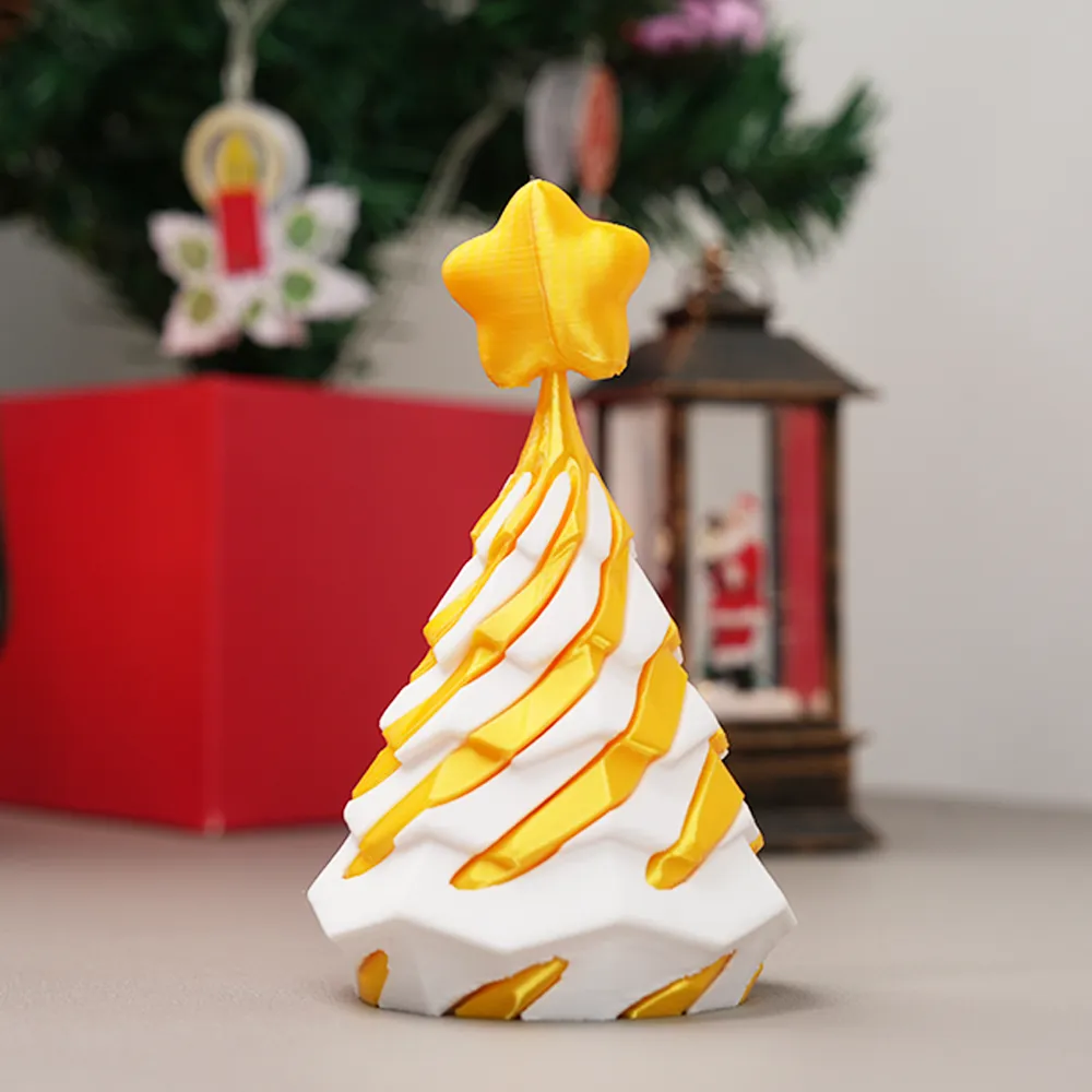  3D Printed Multicolor Christmas Tree Spiral Stacking Toy