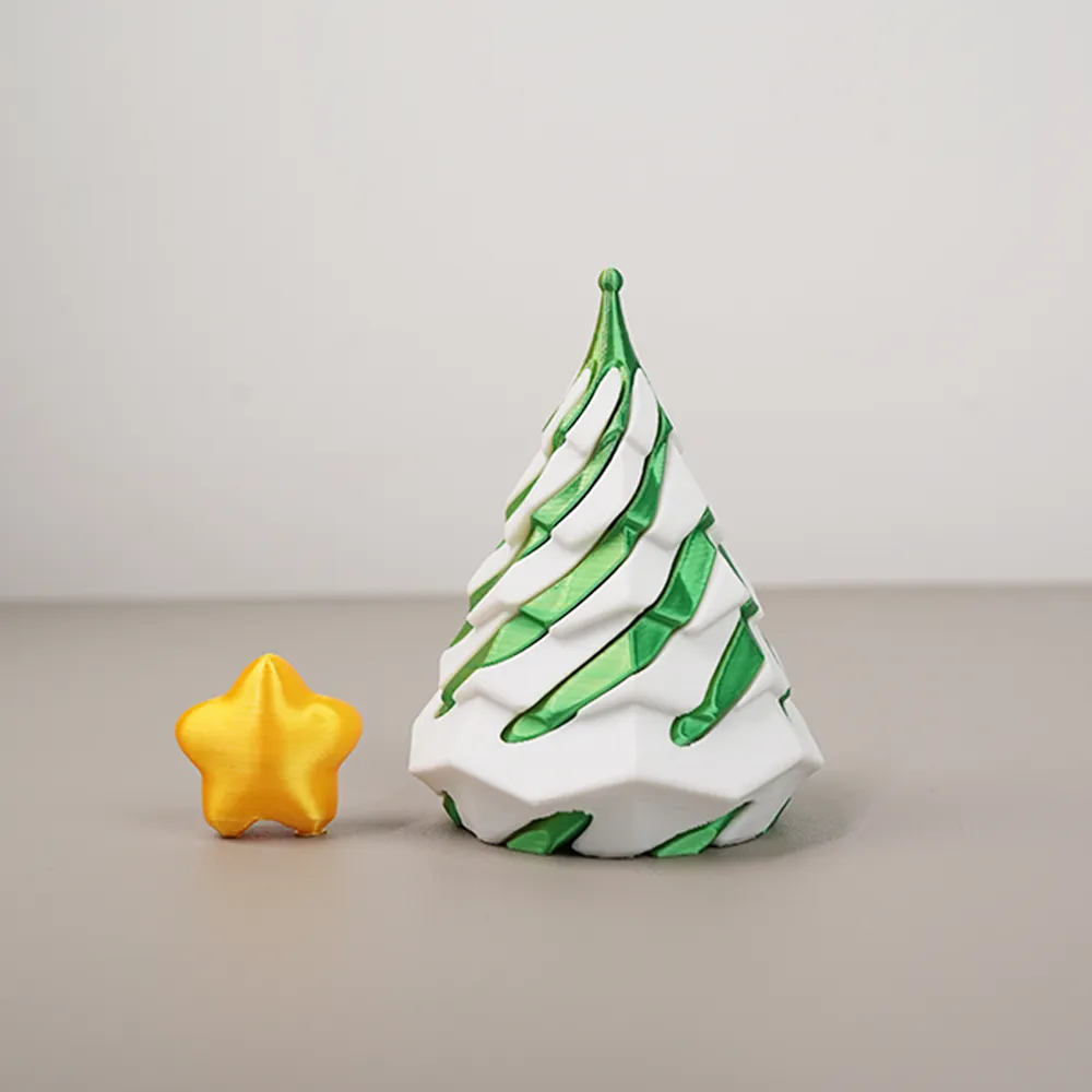  3D Printed Multicolor Christmas Tree Spiral Stacking Toy