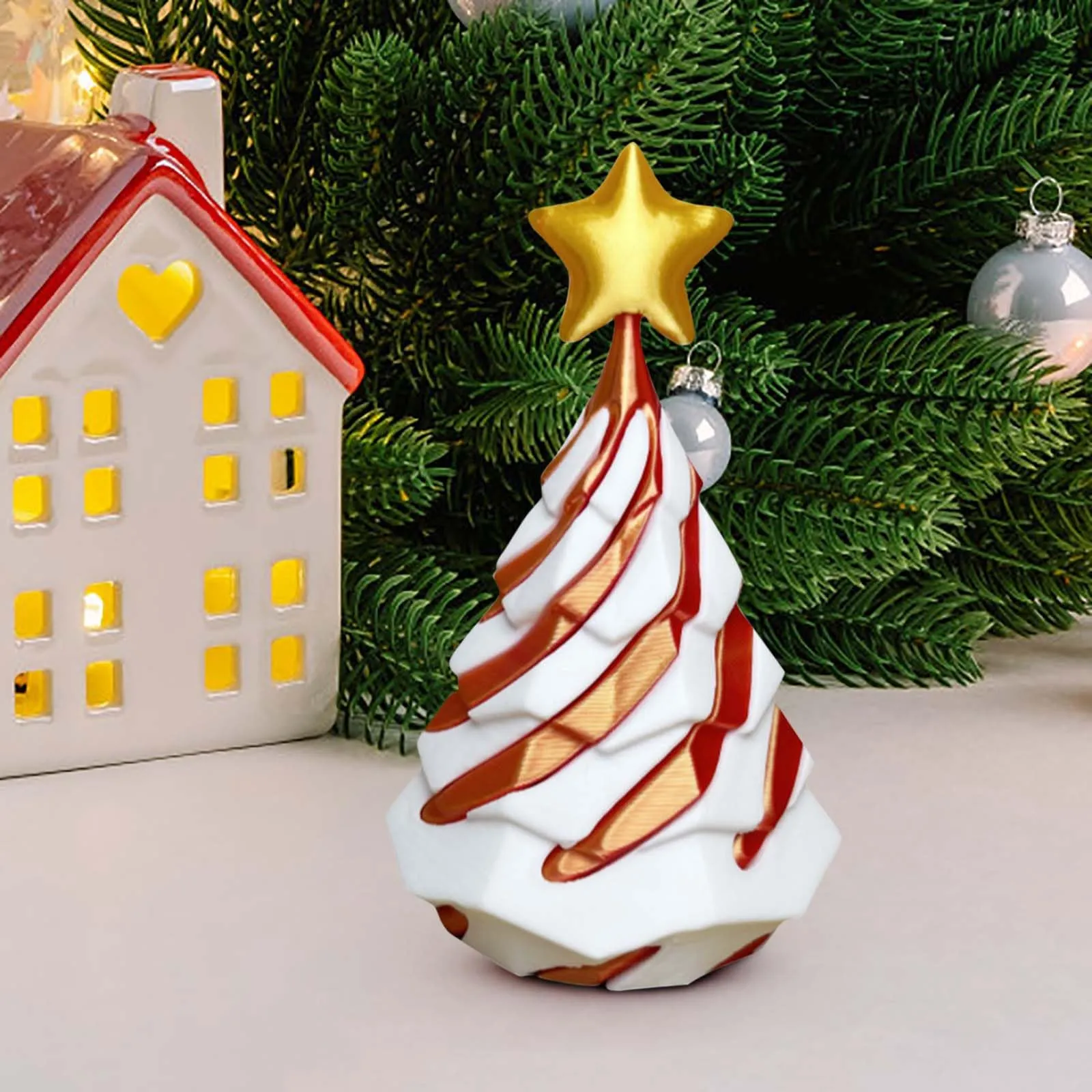  3D Printed Multicolor Christmas Tree Spiral Stacking Toy