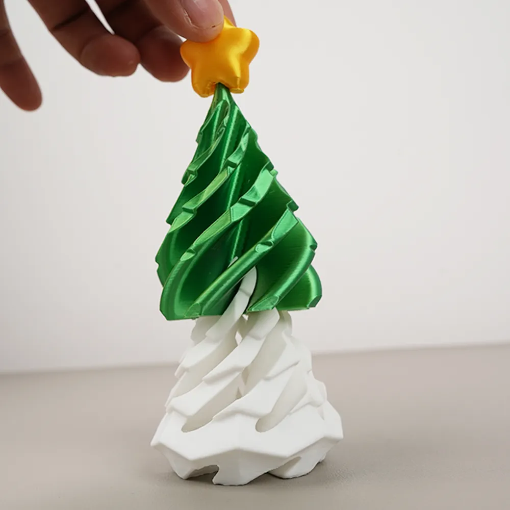  3D Printed Multicolor Christmas Tree Spiral Stacking Toy