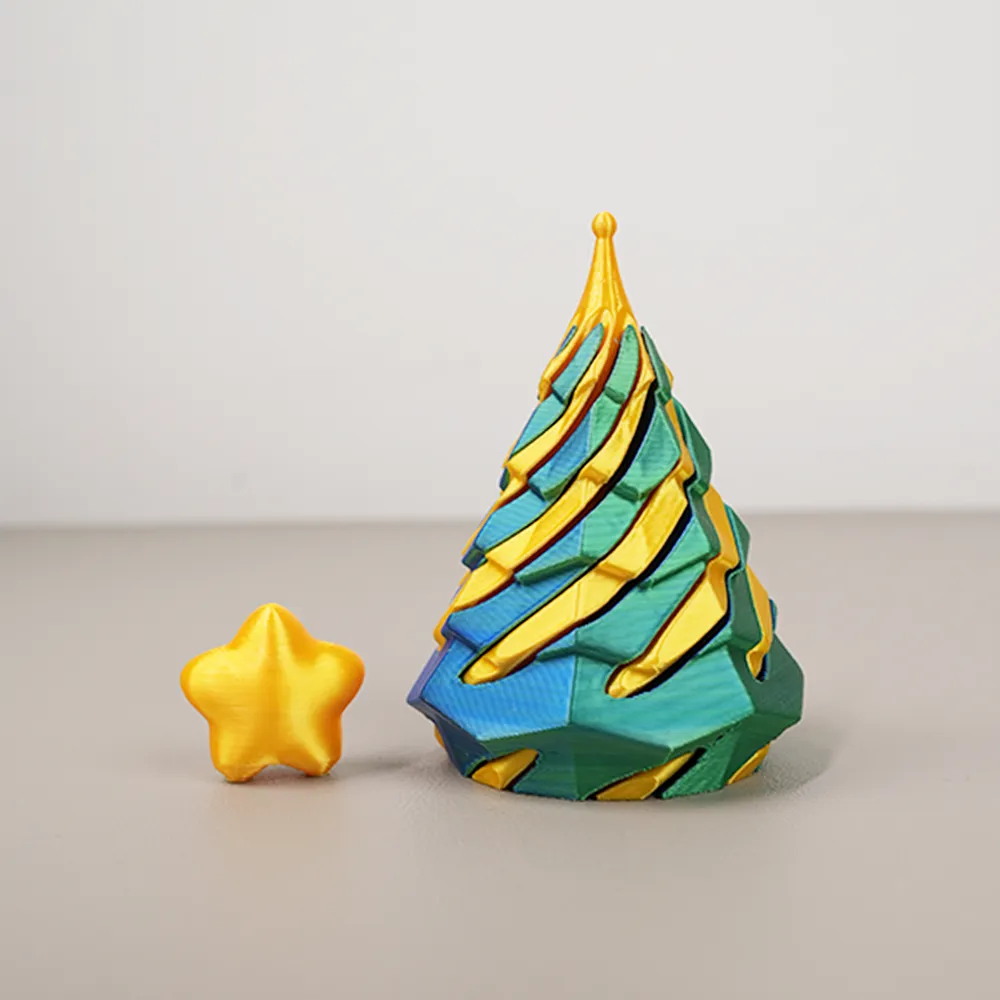  3D Printed Multicolor Christmas Tree Spiral Stacking Toy