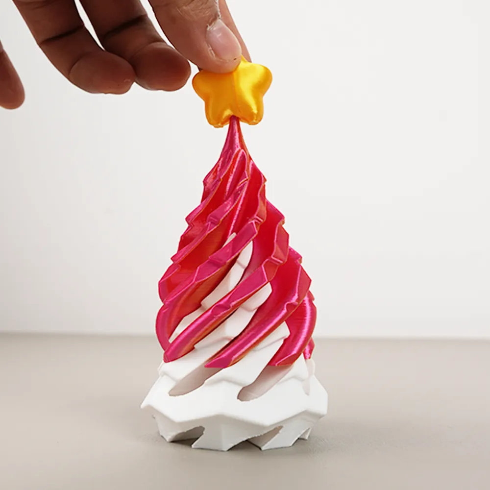  3D Printed Multicolor Christmas Tree Spiral Stacking Toy