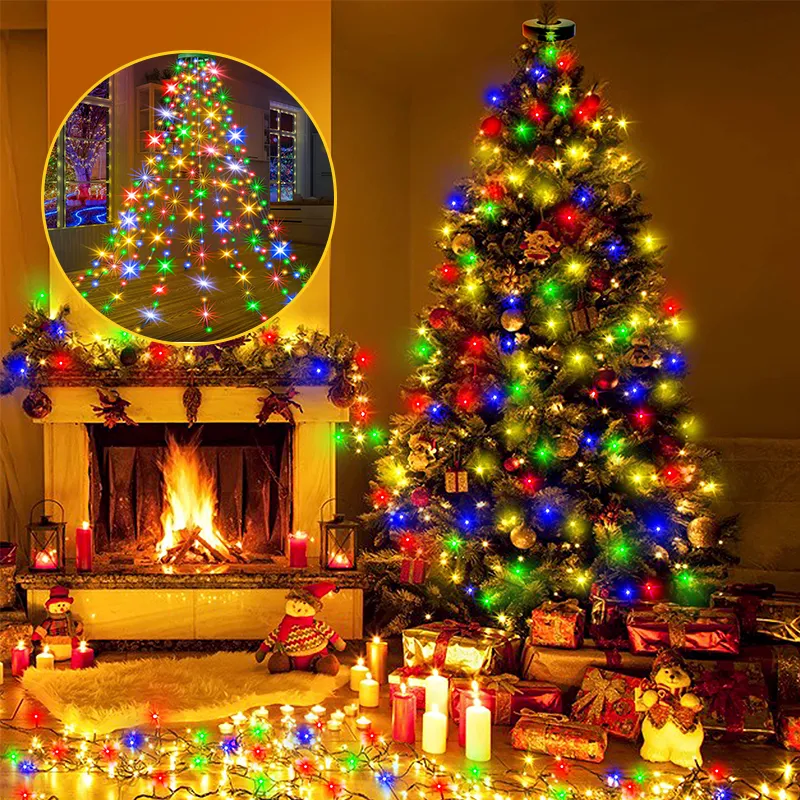 Christmas Pre-sale SALE Christmas Tree Waterfall Lights with Ring