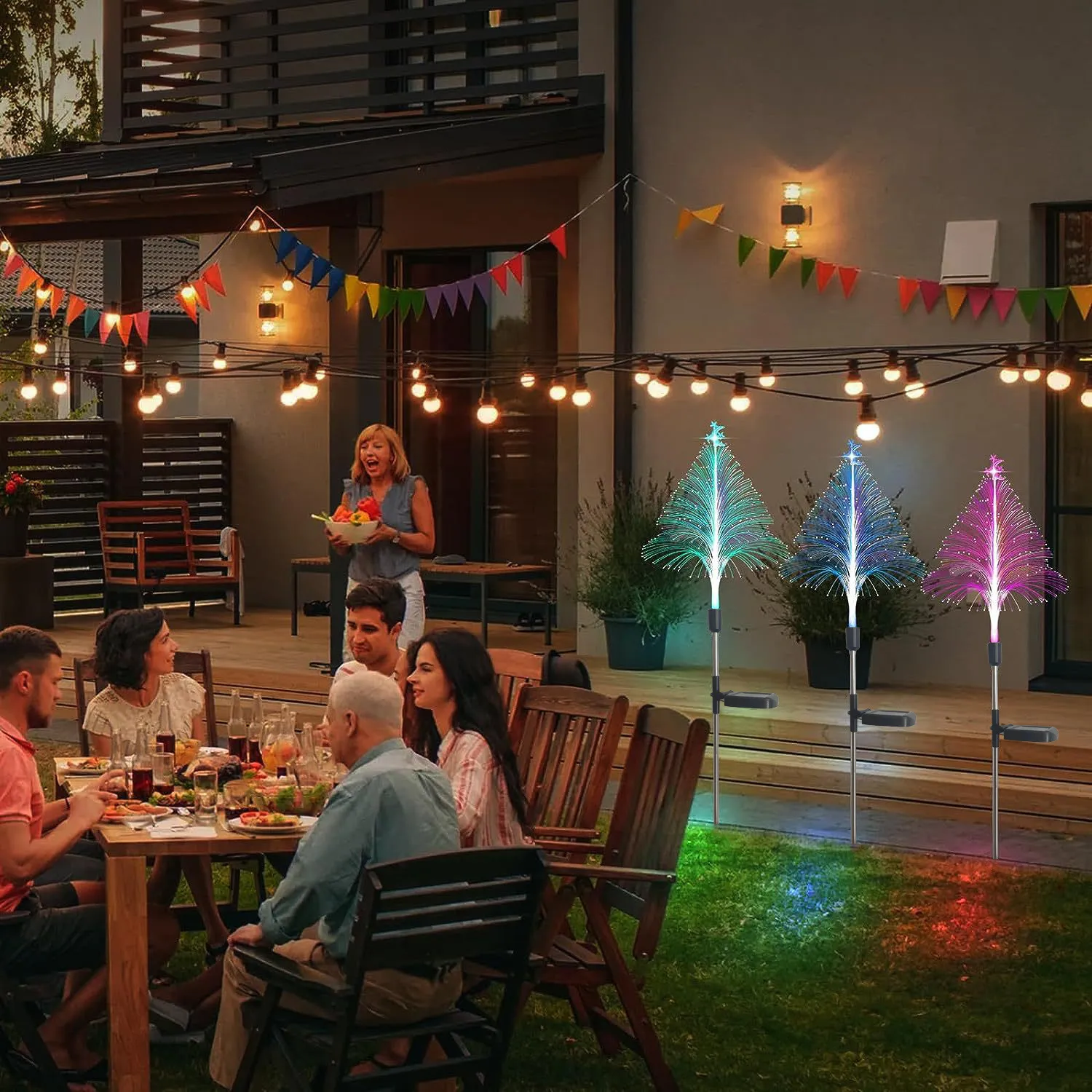 7 Color Changing Solar Christmas Trees Lights