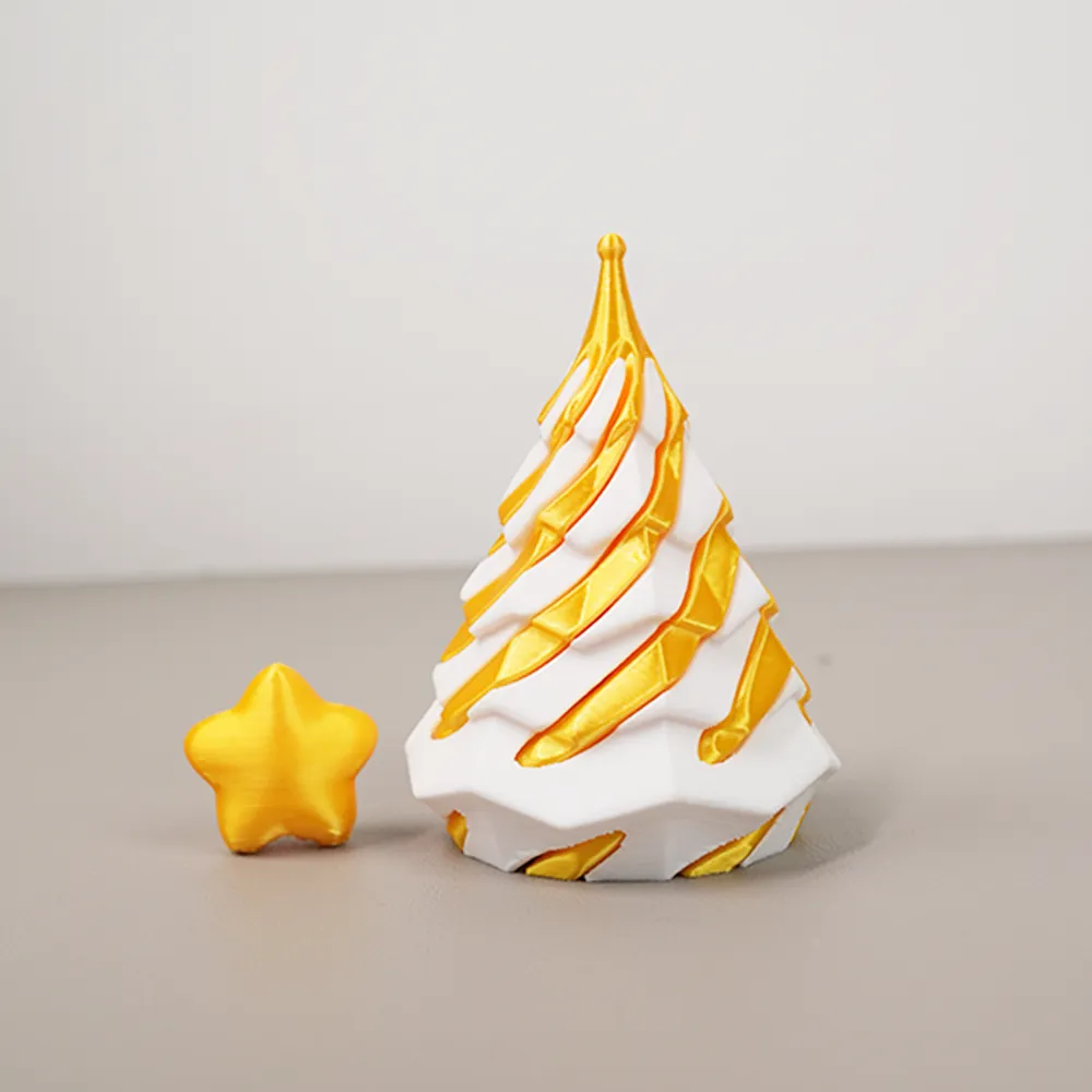  3D Printed Multicolor Christmas Tree Spiral Stacking Toy