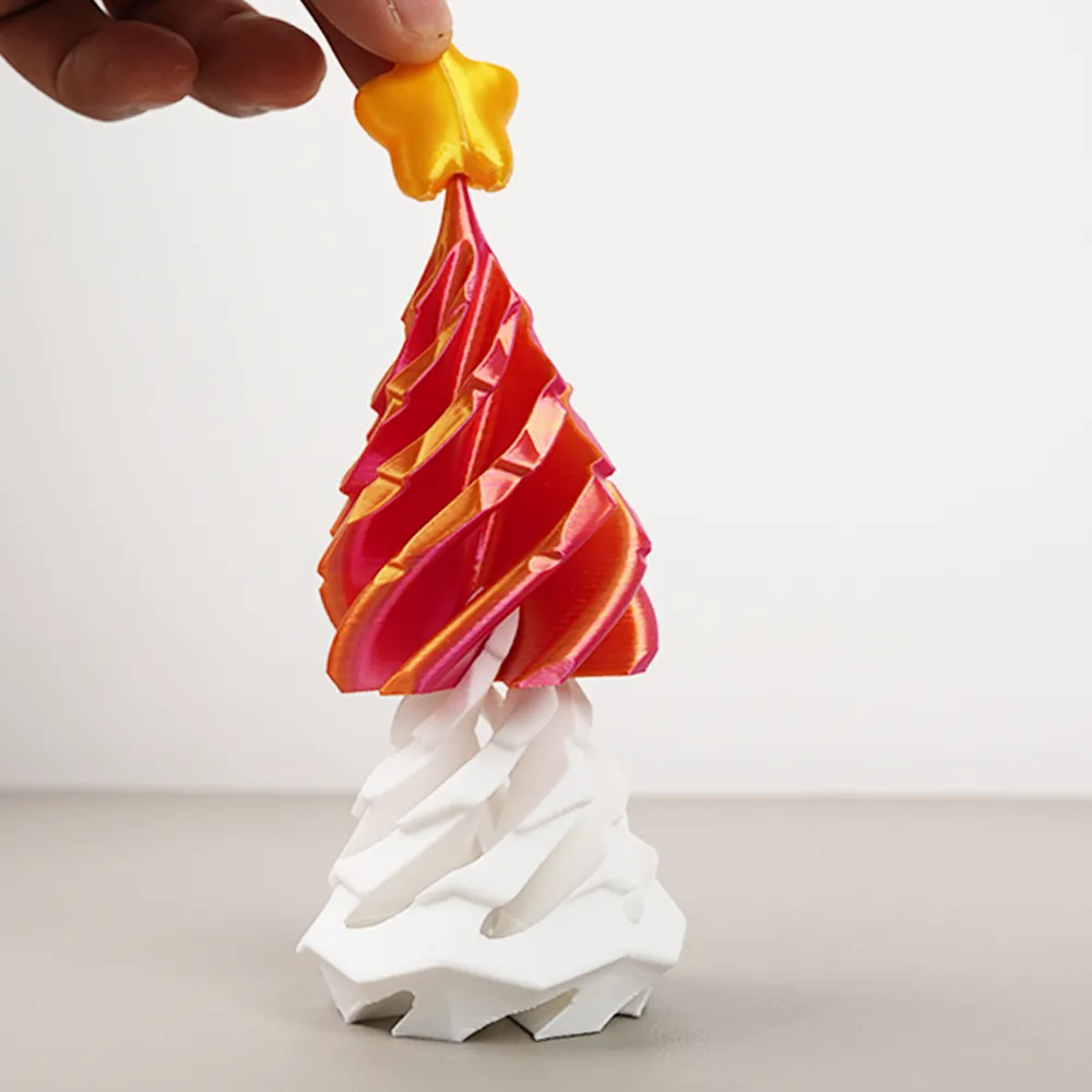  3D Printed Multicolor Christmas Tree Spiral Stacking Toy
