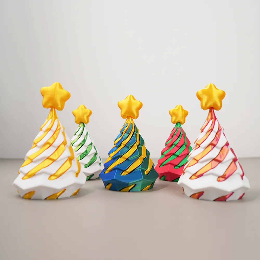  3D Printed Multicolor Christmas Tree Spiral Stacking Toy
