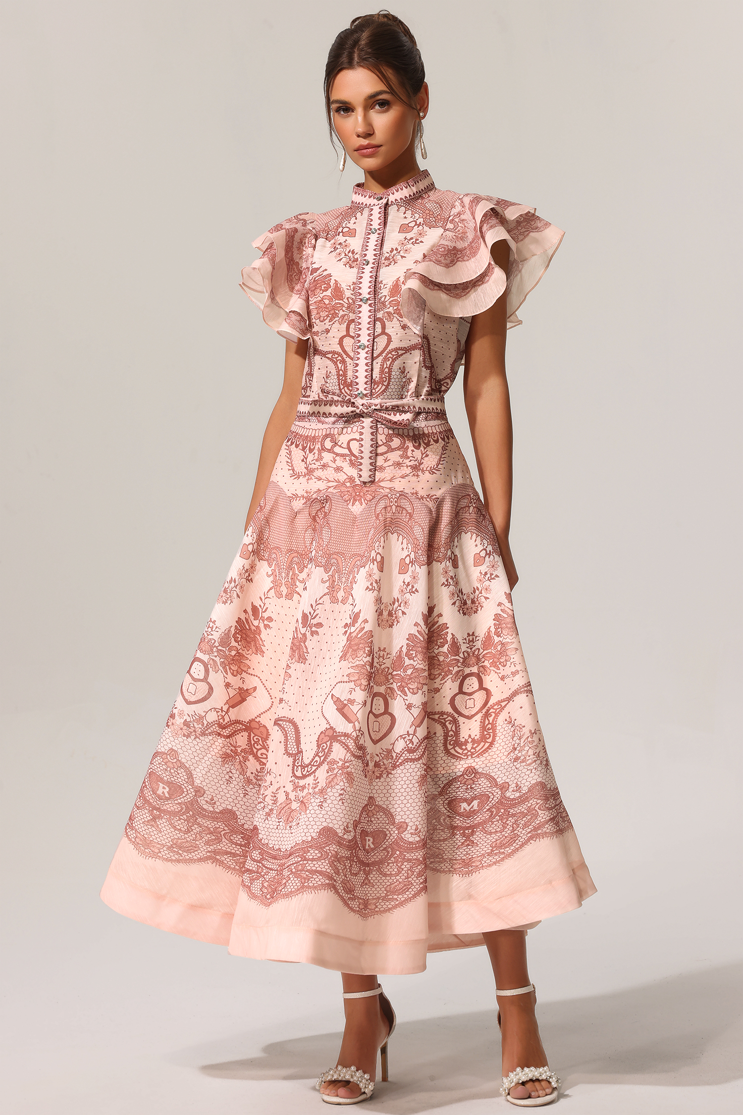 Kimivi Sleeveless Floral Printed Shirt Two-Piece Set