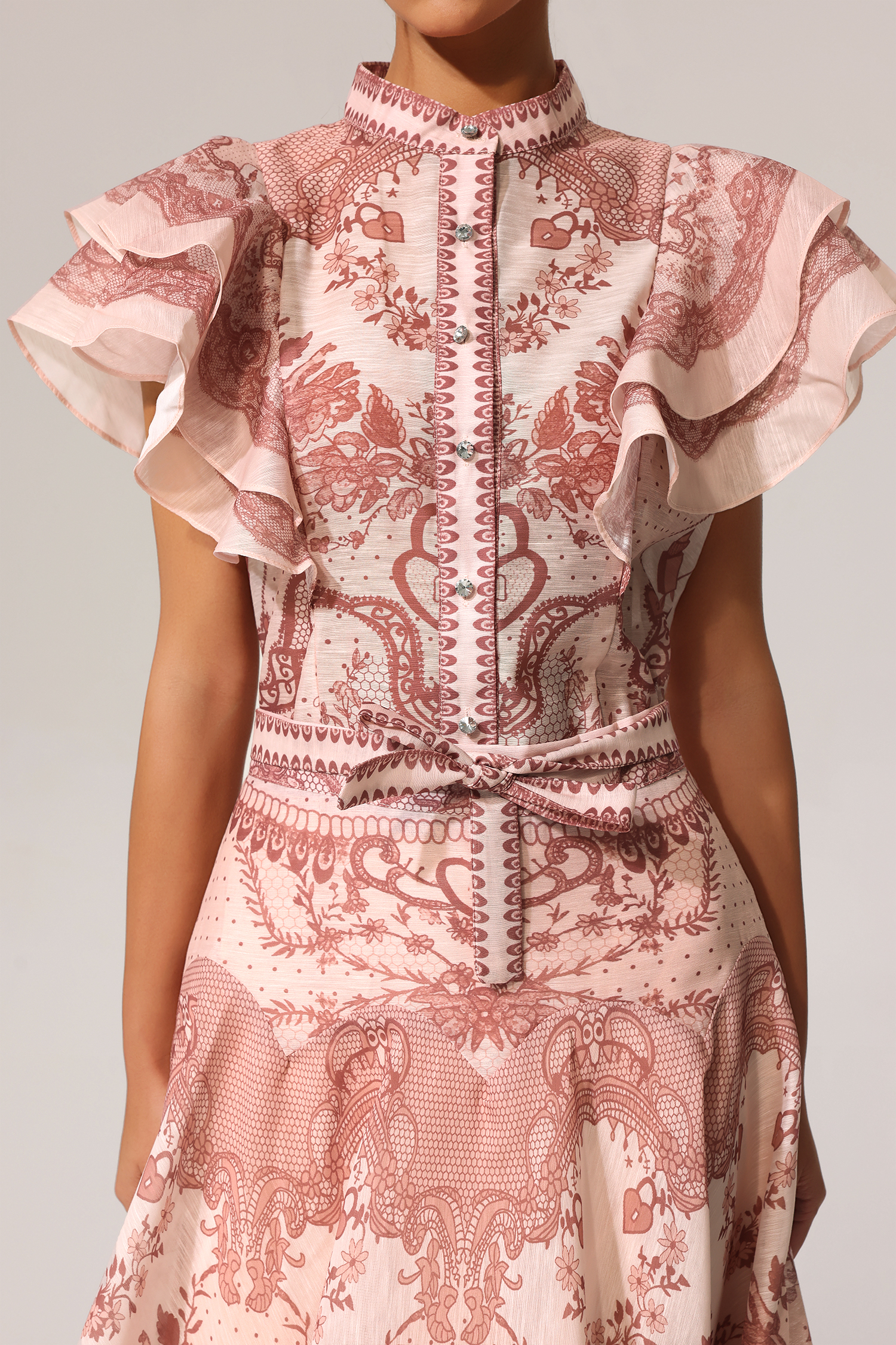 Kimivi Sleeveless Floral Printed Shirt Two-Piece Set
