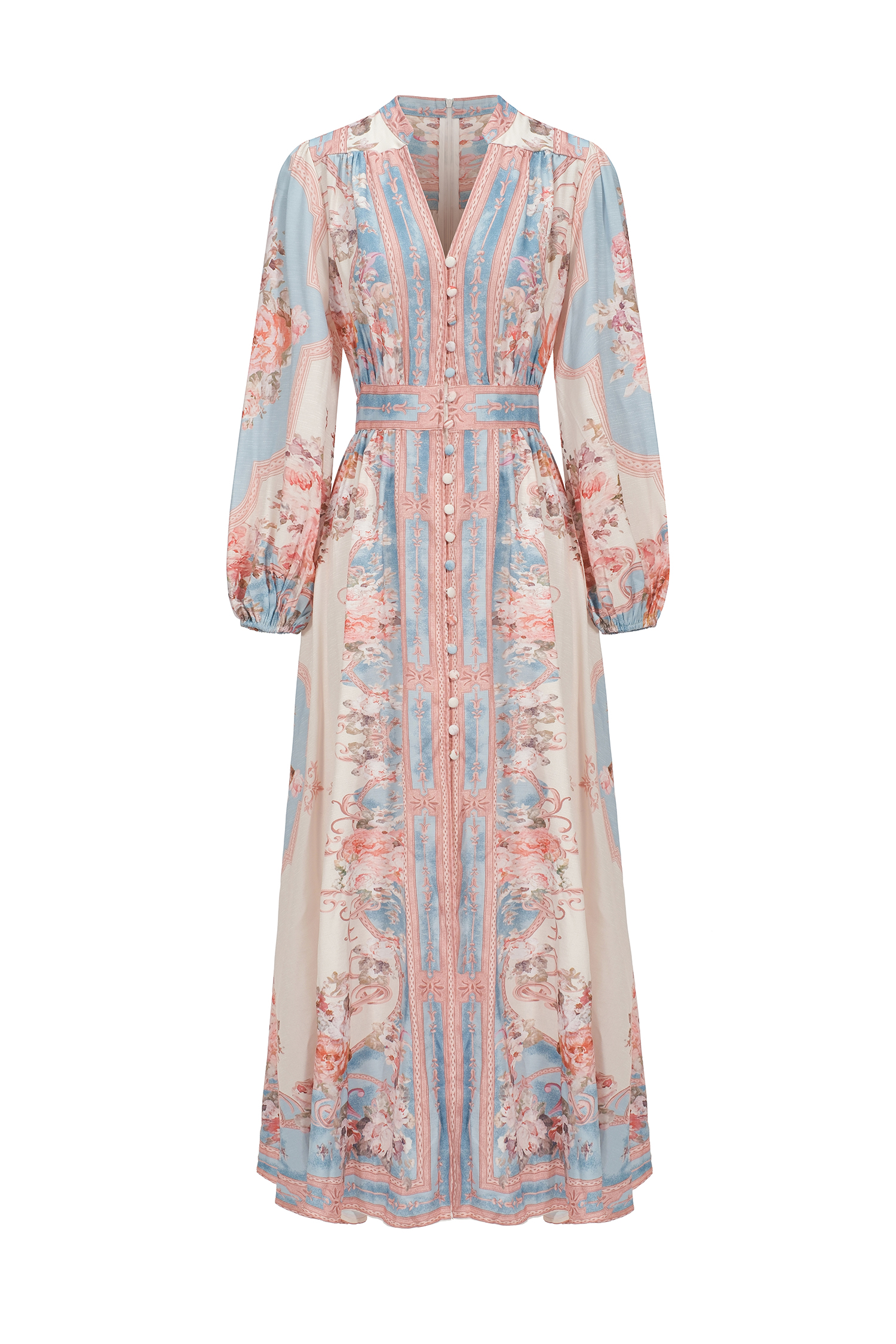 Dorte Long Sleeve Floral Printed Maxi Dress