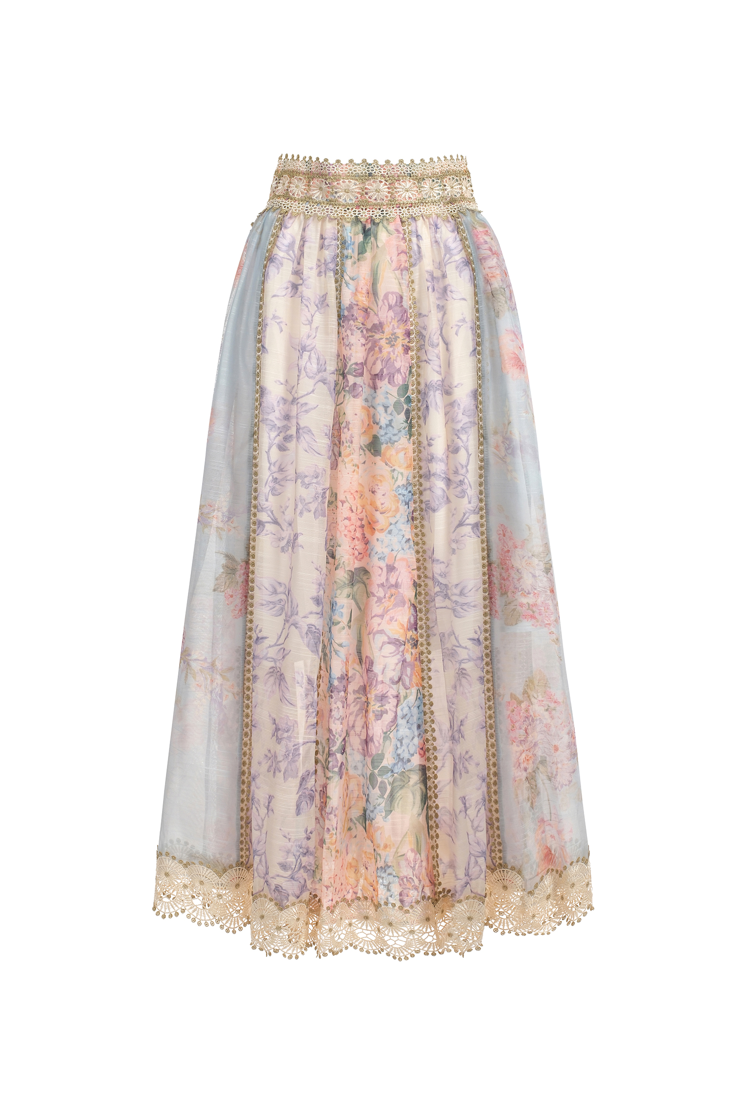 Ruby Long Sleeve Floral Printed Lace Top And Skirt Two-Piece Set