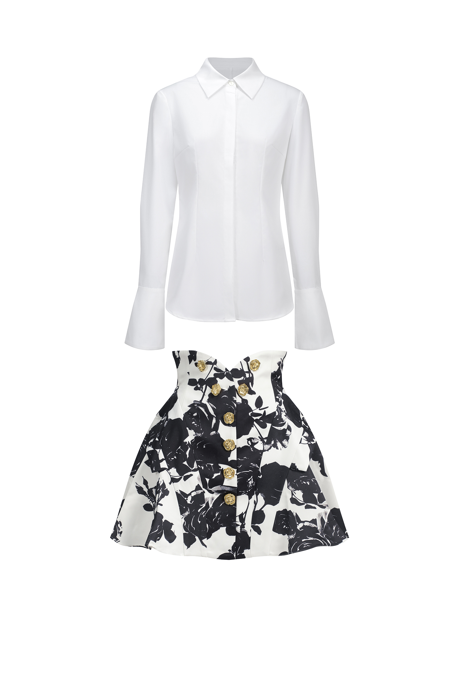 Eithne Long Sleeve Printing Mini Two-Piece Set