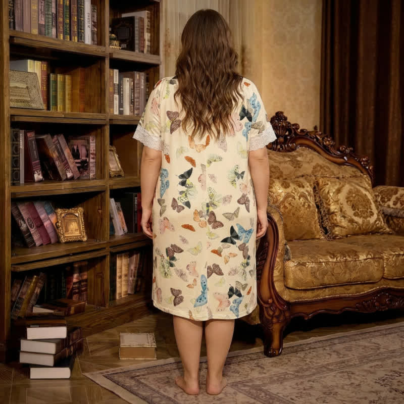 Silky Butterfly Lace Trim Nightgown - image 4