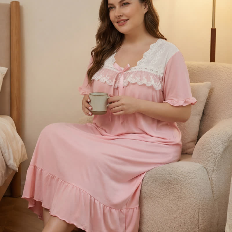 Bow Lace Trim Loungewear - image 2
