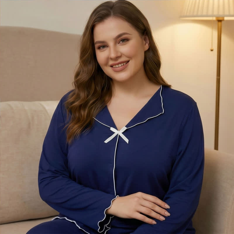 Bow Long Sleeve Pajama Set - image 2