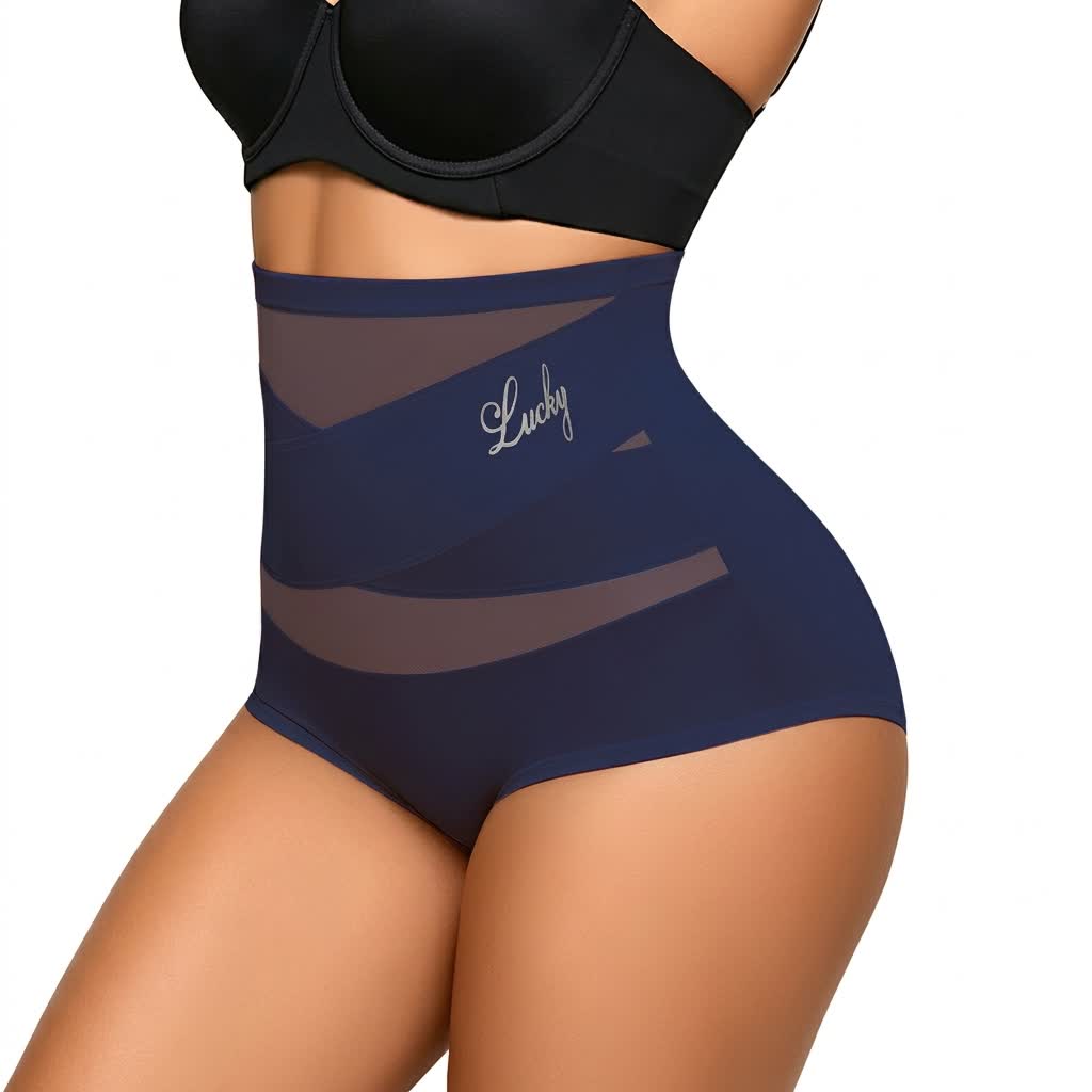 High Waist Sculpting Mesh Panty(2 Packs) - Dark Blue - 5XL - image 2