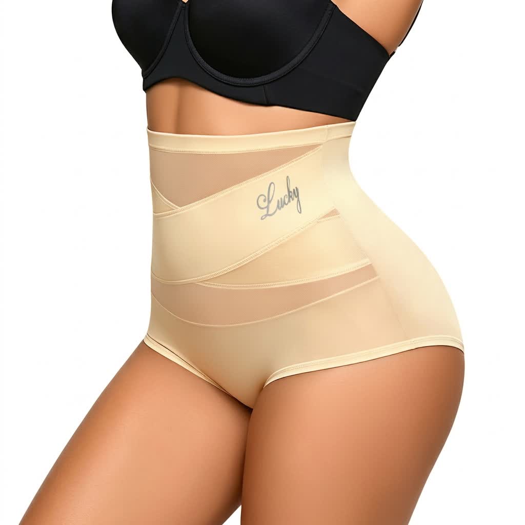 High Waist Sculpting Mesh Panty(2 Packs) - Nude - 5XL - image 1