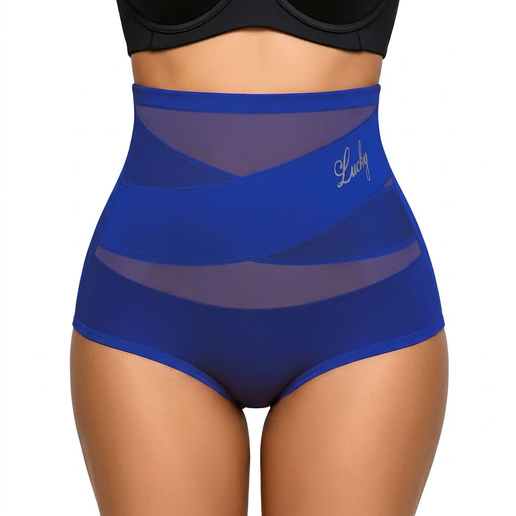 High Waist Sculpting Mesh Panty(2 Packs) - Blue - 5XL - image 4