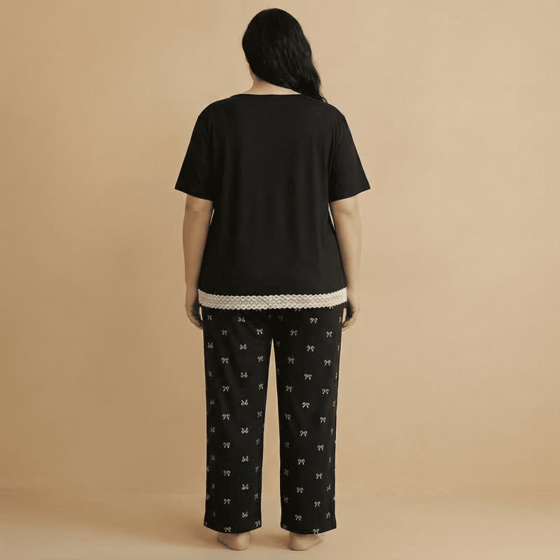 Lace Trim Bow Pajama Set - image 5