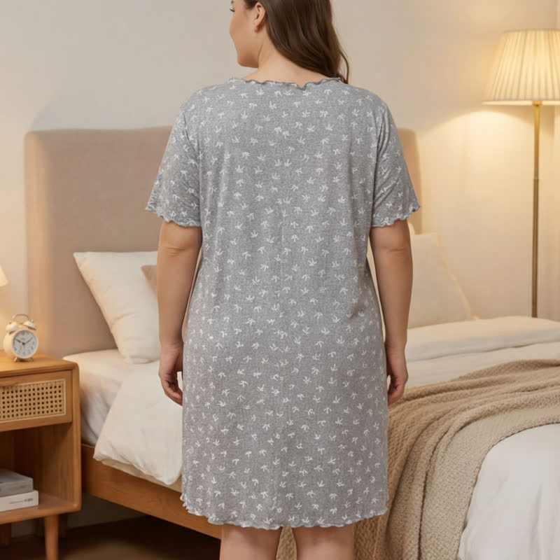 Small Floral Print Bow Trim Nightgown - image 4