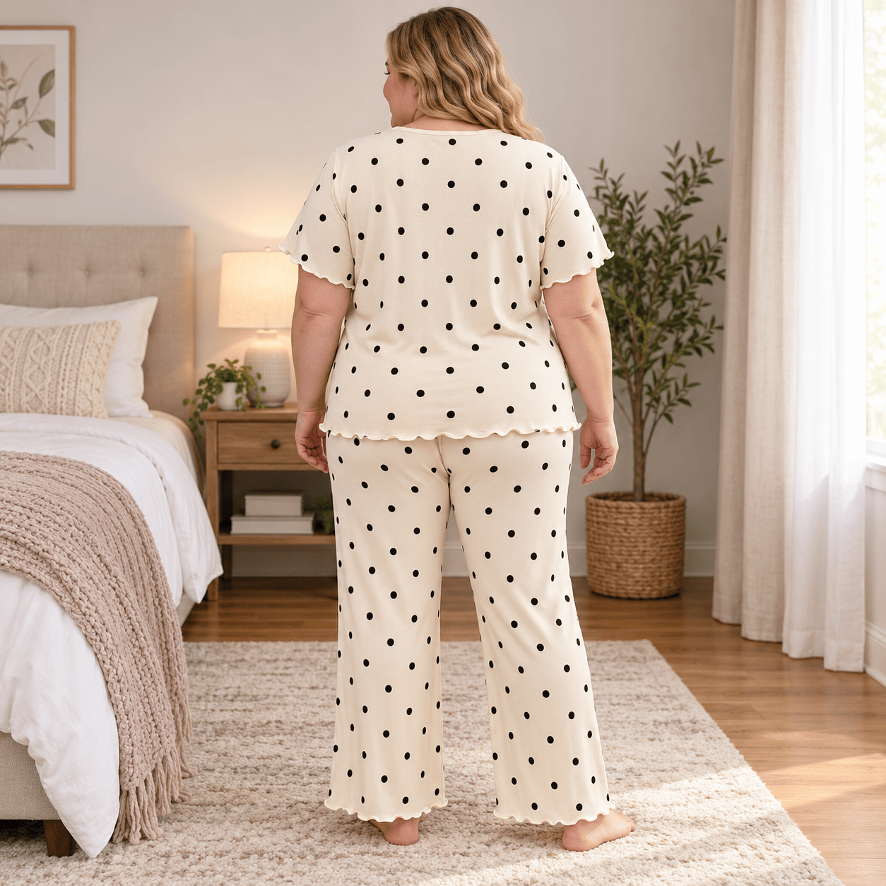 Lace Polka Dot Pajama Set - image 5