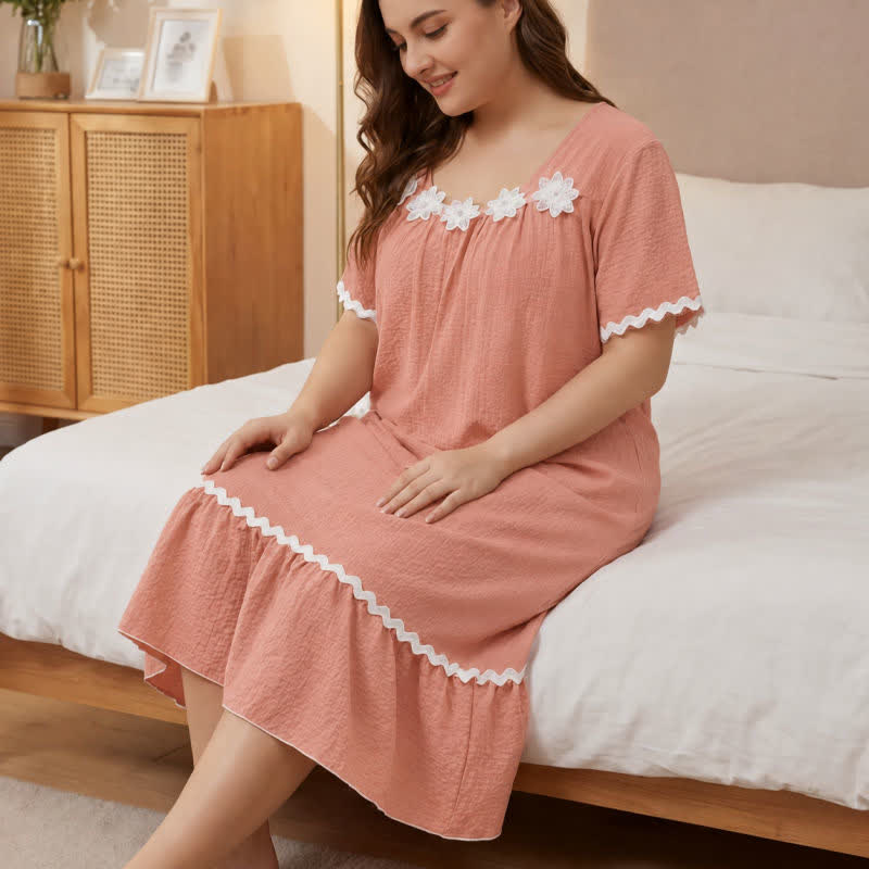 Floral Applique Lounge Nightgown - image 3
