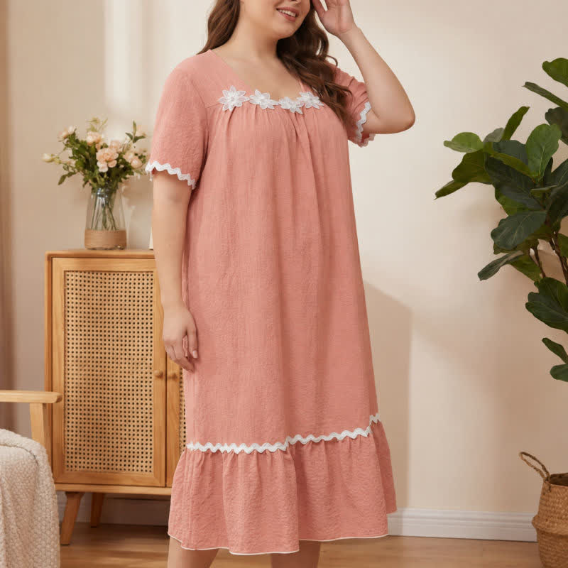 Floral Applique Lounge Nightgown - image 2