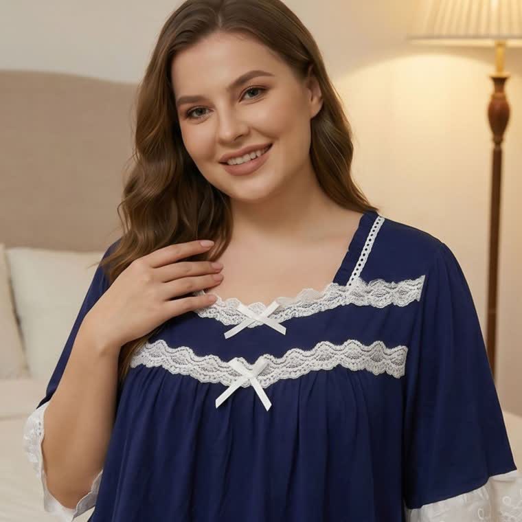 Lace Trim Bow Nightgown - image 2