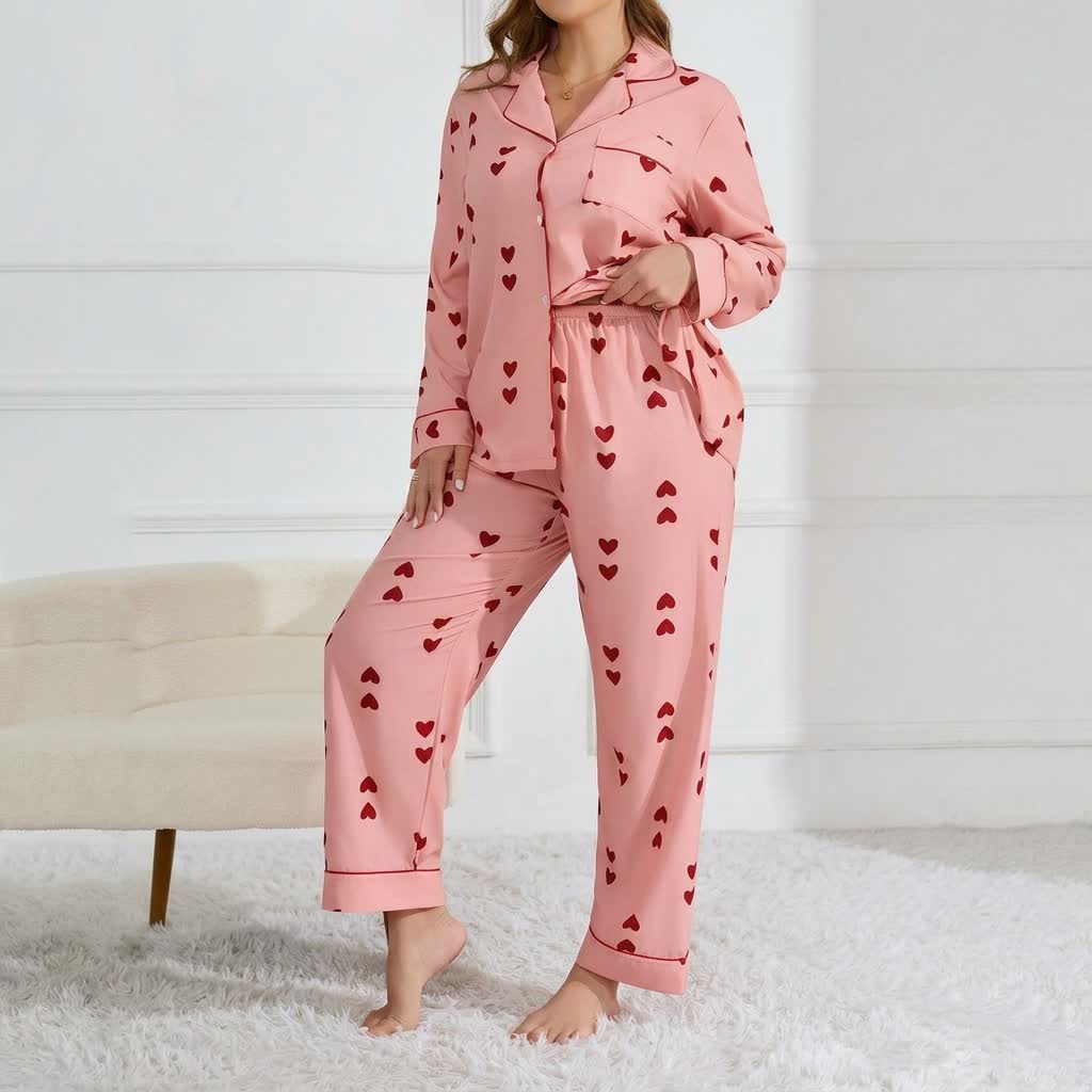 Heart Print Satin Pajama Set - image 12