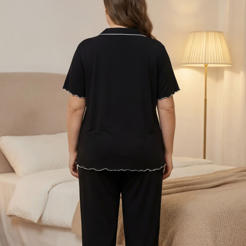 Plus Size Contrast Trim Pajama Set - image 8