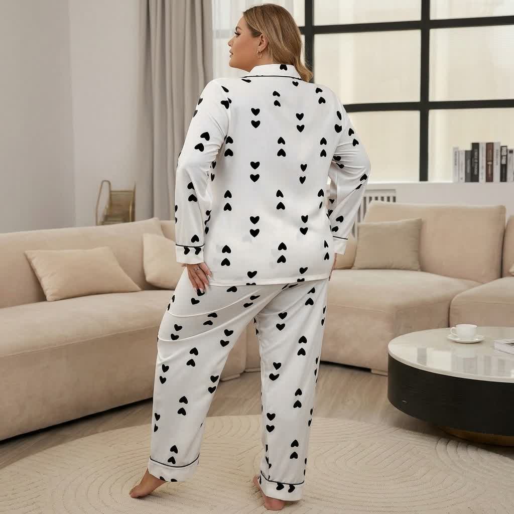 Heart Print Satin Pajama Set - image 8