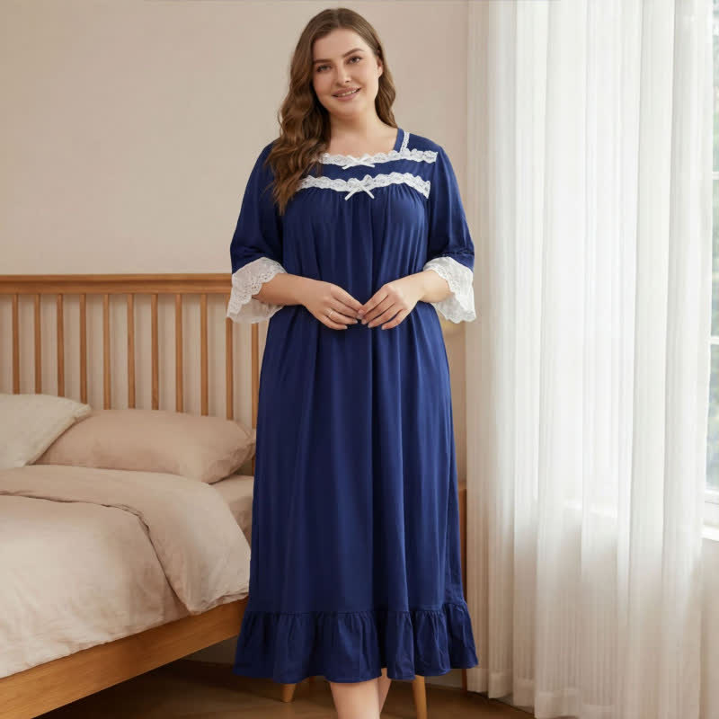 Lace Trim Bow Nightgown - image 4