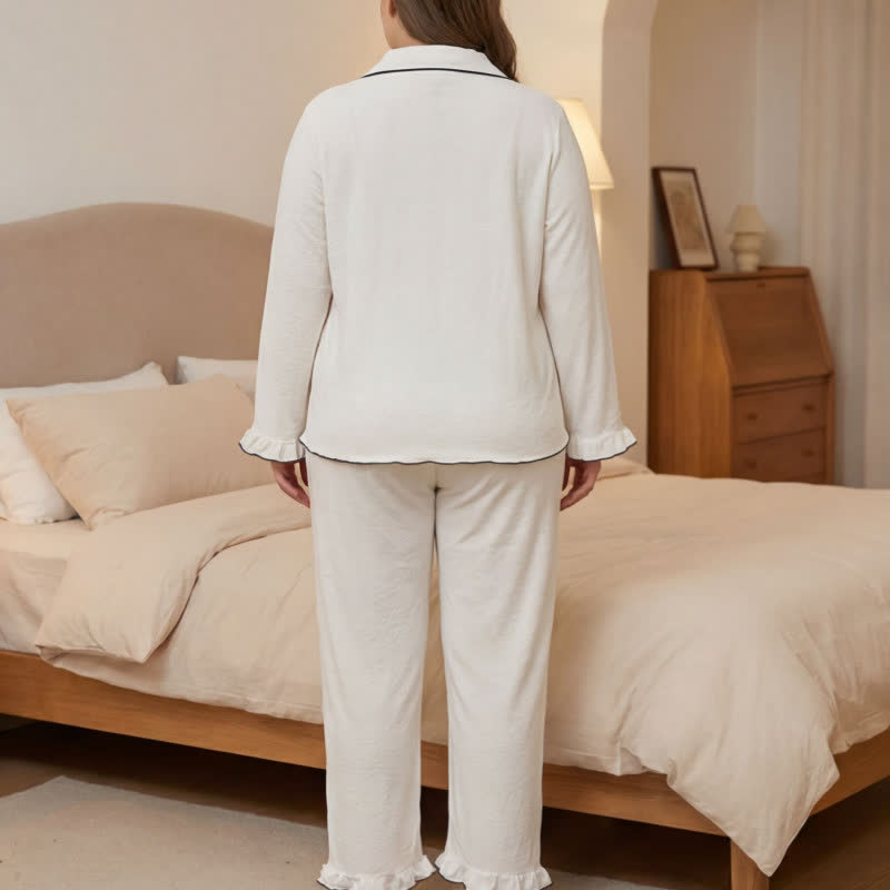Contrast Trim Pajama Set - image 4