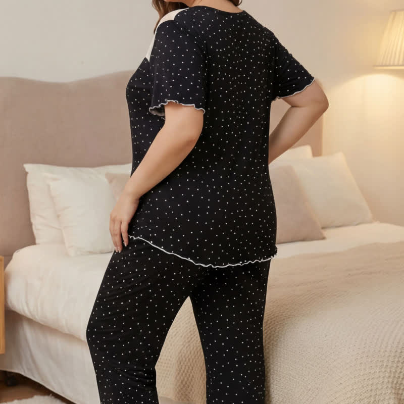 Soft Polka Dot Lace Pajama Set - image 5