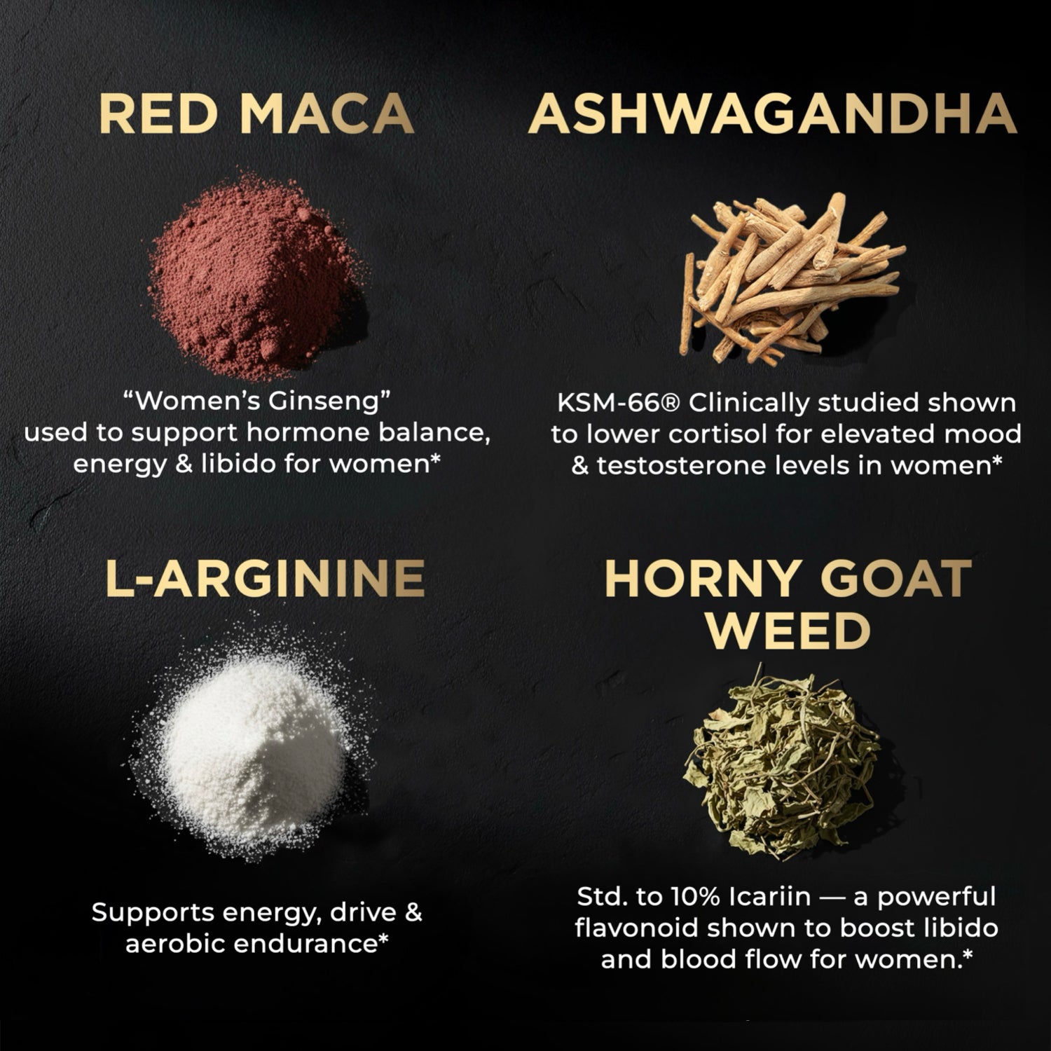 1,450mg Libido Booster for Women w. 30x Strength Red Maca Root, KSM66 Ashwagandha, Horny Goat Weed & Damiana